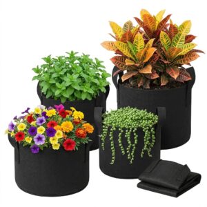 pack 5 macetas redondas geotextil 38, 50 y 100 litros