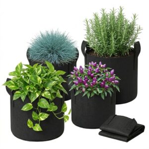 pack 5 macetas redondas geotextil 38, 50 y 100 litros