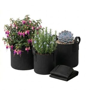 pack 5 macetas redondas geotextil 38, 50 y 100 litros
