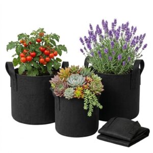 pack 5 macetas redondas geotextil 50 y 100 litros