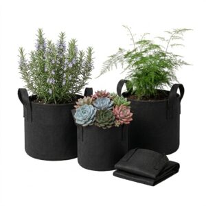 pack 5 macetas redondas geotextil 7, 13 y 18 litros