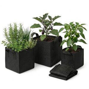 pack 5 macetas cuadradas geotextil 5, 7 y 13 litros